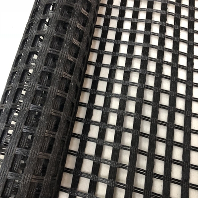 セメントの舗装のための黒い地上安定網のガラス繊維Geogrid